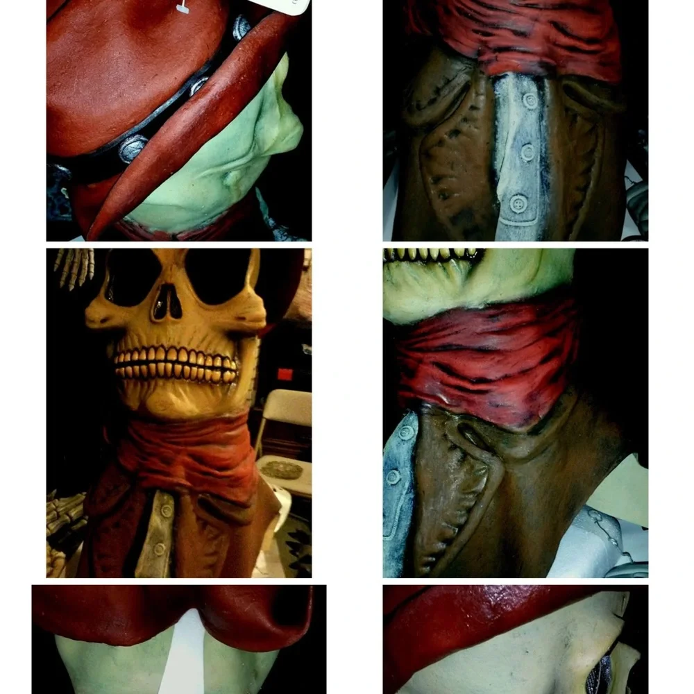 NW scary mask Cowboy SKULL LATEX DELUXE FULL HEAD RUBIES 3389 HARD 2 FINE VINTAG